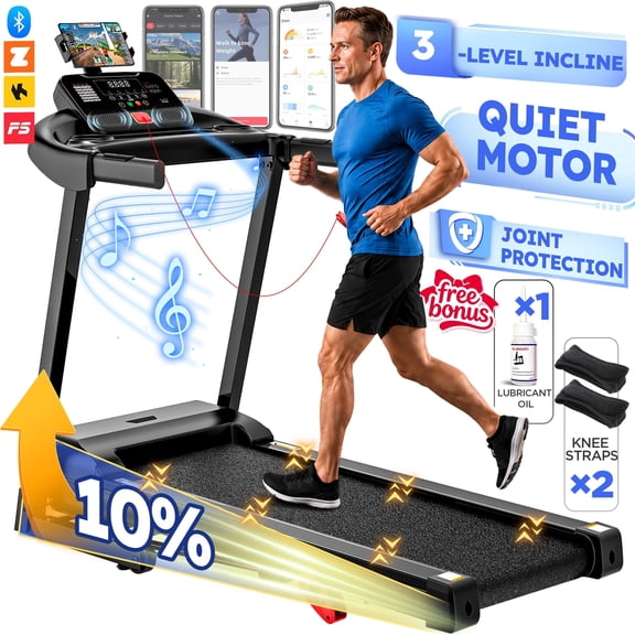 Folding Treadmill for Home Use, Portable Exercise Treadmill 300lb Capacity, Compact Foldable Treadmill, 07.5 MPH Speed Range, APP Control LED Console, Walking Jogging Machine for Apartment Fitness