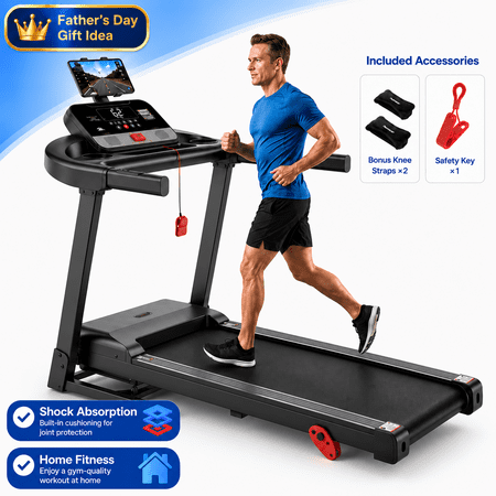 Folding Treadmill for Home Use, 3.0HP Quiet Motor, 0–7.5 MPH Speed Range, APP Control with LED Console, Compact Foldable Design for Walking, Jogging & Apartment Fitness