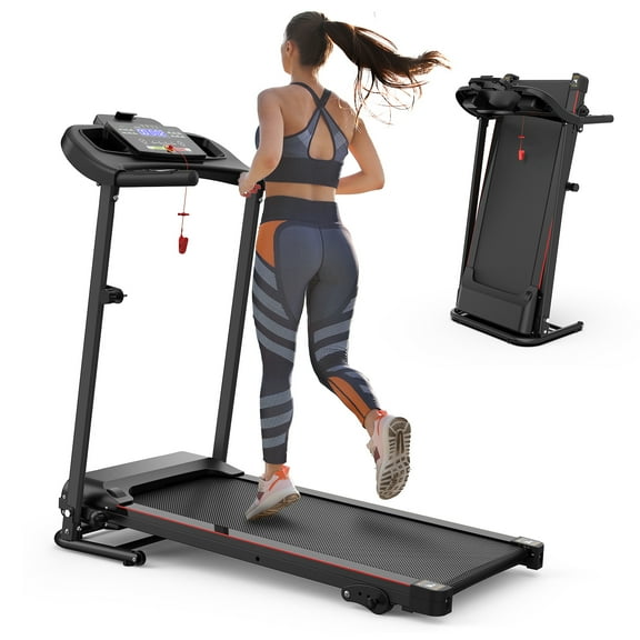 Folding Treadmill with Incline 2.5HP 12KM/H Electric Treadmill for Home, Bluetooth Music Cup Holder Heart Rate Sensor Walking Running Machine for Indoor Home Gym Exercise Fitness