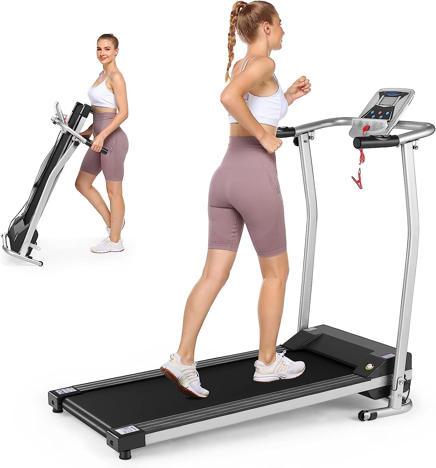Folding Treadmill with Incline for Home, 6Mph Electric Compact