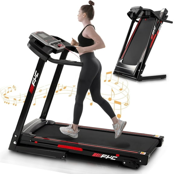 SWERTOY Folding Treadmill, Install Free Under Desk Treadmill Portable Foldable with Incline, Large LCD Display, 3.5HP Foldable Treadmill with 2s Folding
