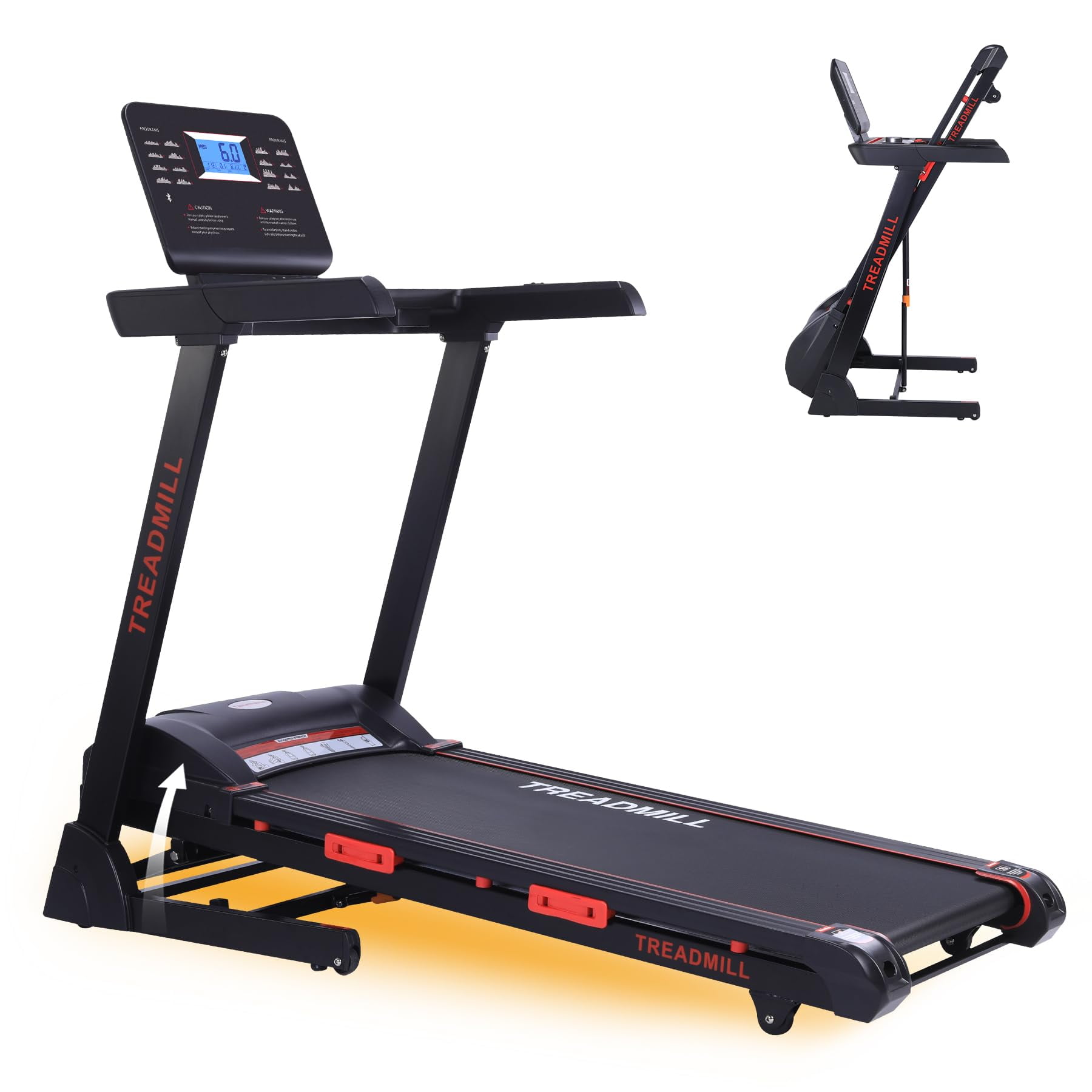 Folding Treadmill with Speakers, 15 Auto Incline, 3.5 HP Quiet Motor