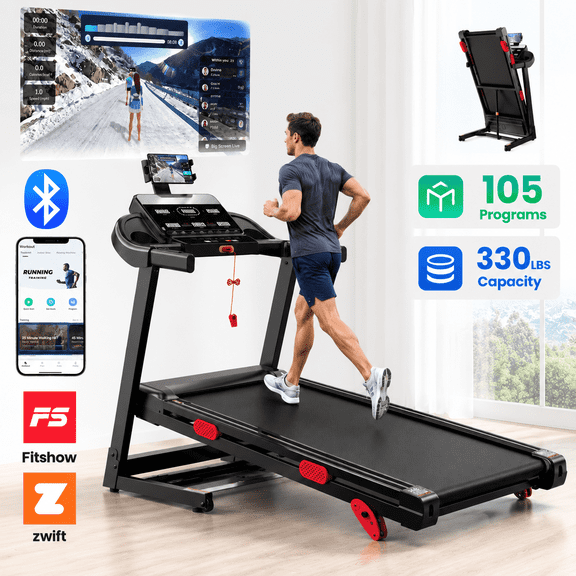Folding Treadmill with Incline for Home, Portable Treadmill, 3.75HP Quiet Motor, 10% Manual Incline, 0.67.5 MPH, treadmill 300 lbs Capacity, Compact Exercise Treadmill Design for Home Fitness
