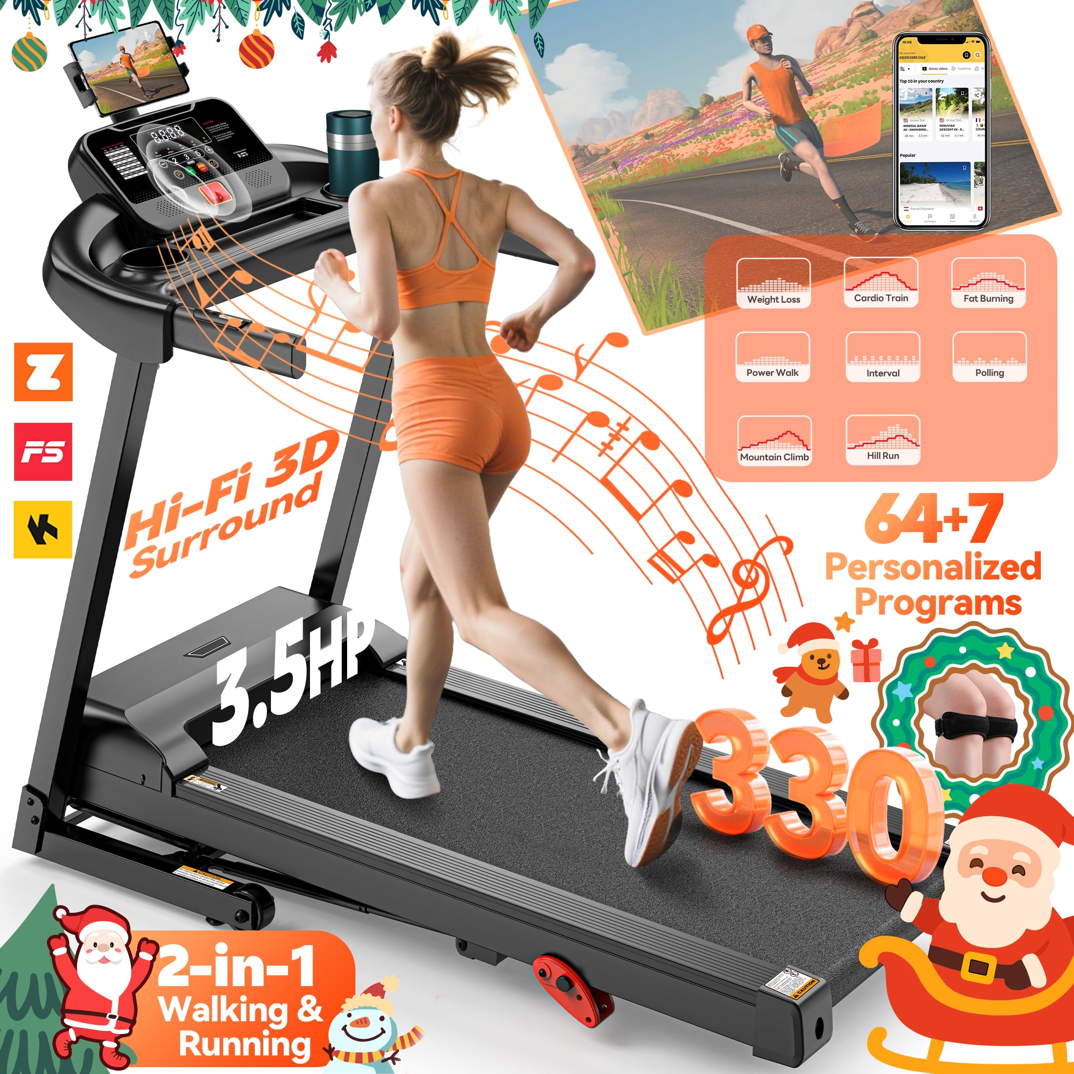 "Folding Treadmill, 2.5HP Motor, Manual Incline, 265lb Capacity, 15.7""x43"" Belt"