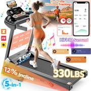 Folding Treadmill w/ Incline, 3.5HP Treadmill for Home w/ 330lb Capacity, 71 Programs