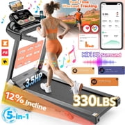 Folding Treadmill w/ Incline, 3.5HP Treadmill for Home w/ 330lb Capacity, 71 Programs