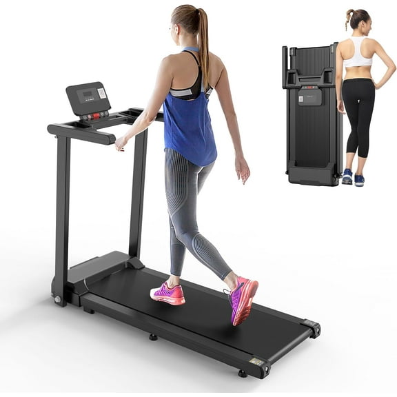 Folding Treadmill with Handles - 3.0HP (300LBS Capacity, 12 Pre-Set Programs, 5-Layer Anti-Slip Belt, Remote Control for Home/Office)