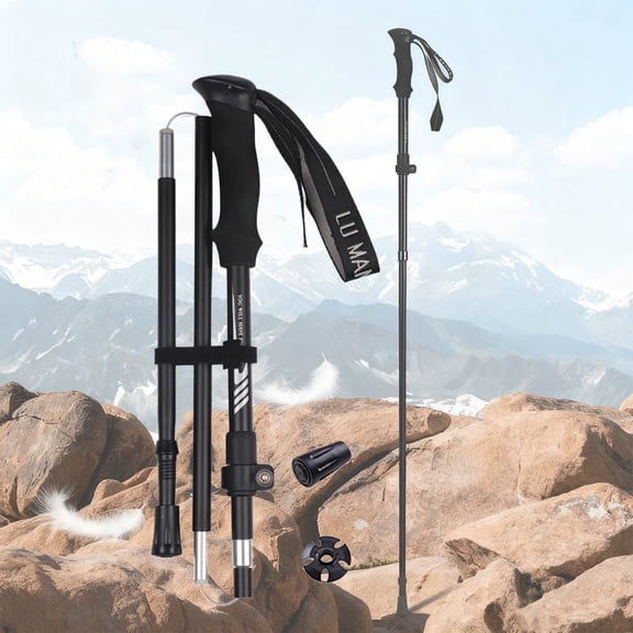 Folding Trekking Pole Ultralight 7075 Aluminum Hiking & Walking Stick, 3-Section Collapsible, EVA Foam Grip, 45-53 in Adjustable, Only 0.6 lb