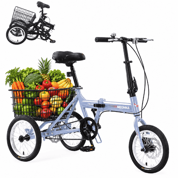 Folding Tricycle for Adults, 14 Inch 3 Wheel Bikes for Adults with ...
