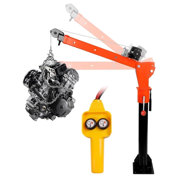 Folding Truck-Mounted Bed Crane, 2000lbs Winch 1100lbs Capacity, 360 Swivel & Extendable Boom for Construction