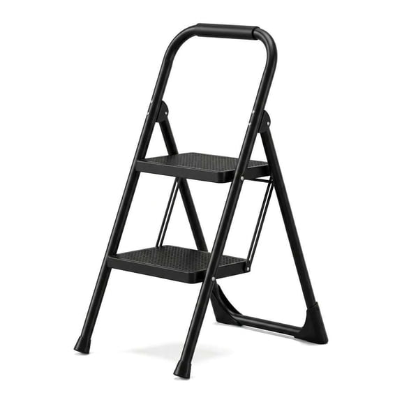 Folding Two-Step Ladder Stool,Suitable For Adults, With Wide,Non-Slip Steps, Ergonomic Design,Portable Steel Ladder,Suitable For Home,Kitchen,And Office,With A Weight Capacity Of 600 Lbs (Two Steps).