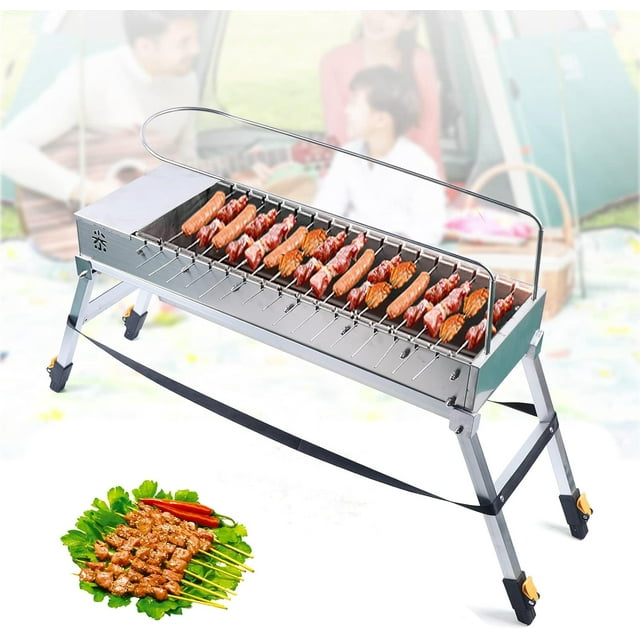 Folding USB Electric Charcoal Grill Automatic Rotating Barbecue Grill