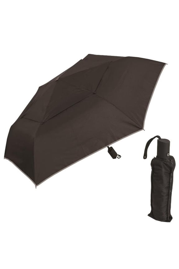 Folding Umbrella Black with Silver Trim