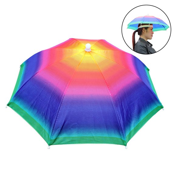Folding Umbrella Hat Overhead Fishing Umbrella Hat Great For Fishing Hiking Gardening Wearing Hat Umbrella 55cm Camouflage