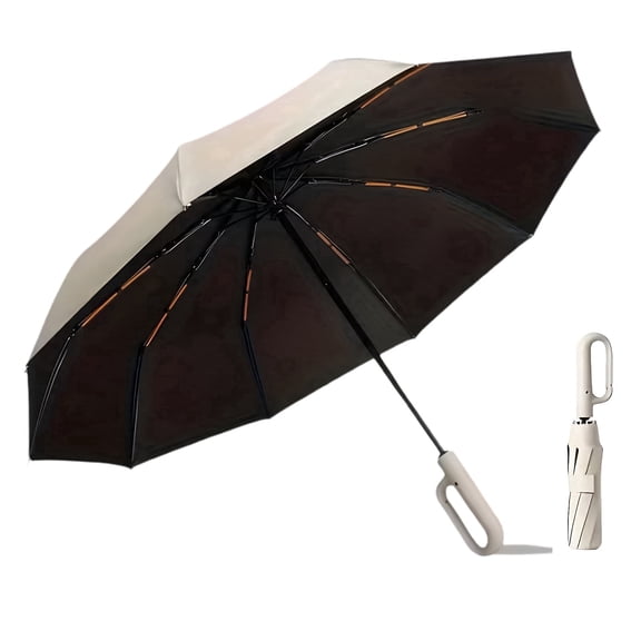 Folding Umbrella Large Canopy for One Person Compact Travel Umbrella with Hook Handle Portable Collapsible Umbrella for Backpack Carry and Outdoor Commuting