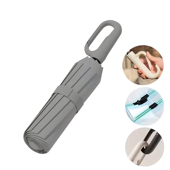 Folding Umbrella Large Canopy for One Person Compact Travel Umbrella with Hook Handle Portable Collapsible Umbrella for Backpack Carry and Outdoor Commuting