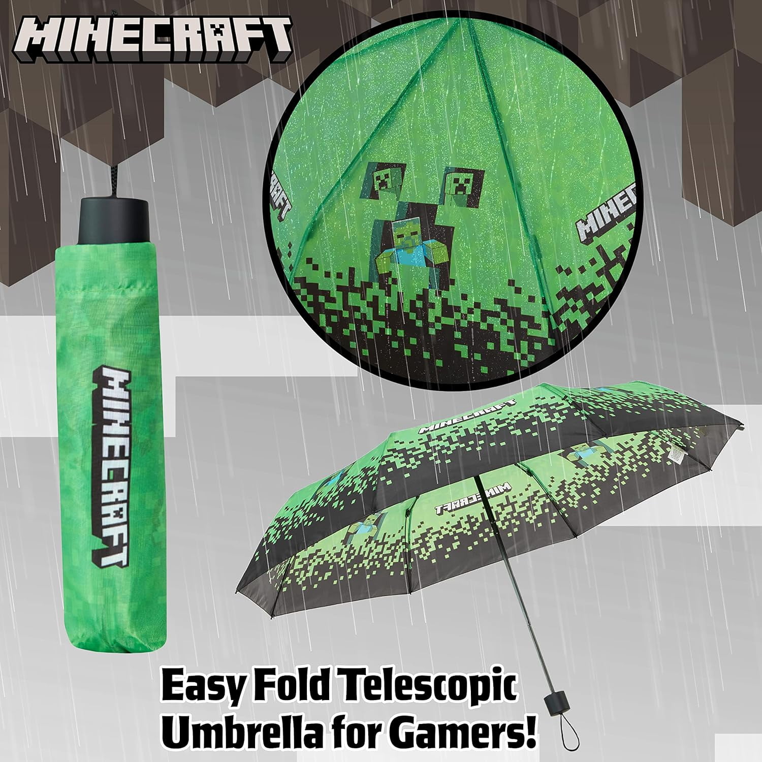 Folding Umbrellas for Boys Girls  Compact Windproof Travel  for Teens Gamers