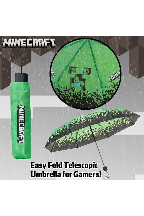 Folding Umbrellas for Boys Girls Compact Windproof Travel for Teens Gamers