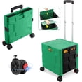 thumbnail image 1 of Folding Utility Cart Portable Rolling Crate Hand Truck Teacher Cart Heavy Duty Plastic Telescoping Handle Collapsible Hidden Lid Swivel Wheel for Travel Shopping Move Office(Dark Green Black), 1 of 10
