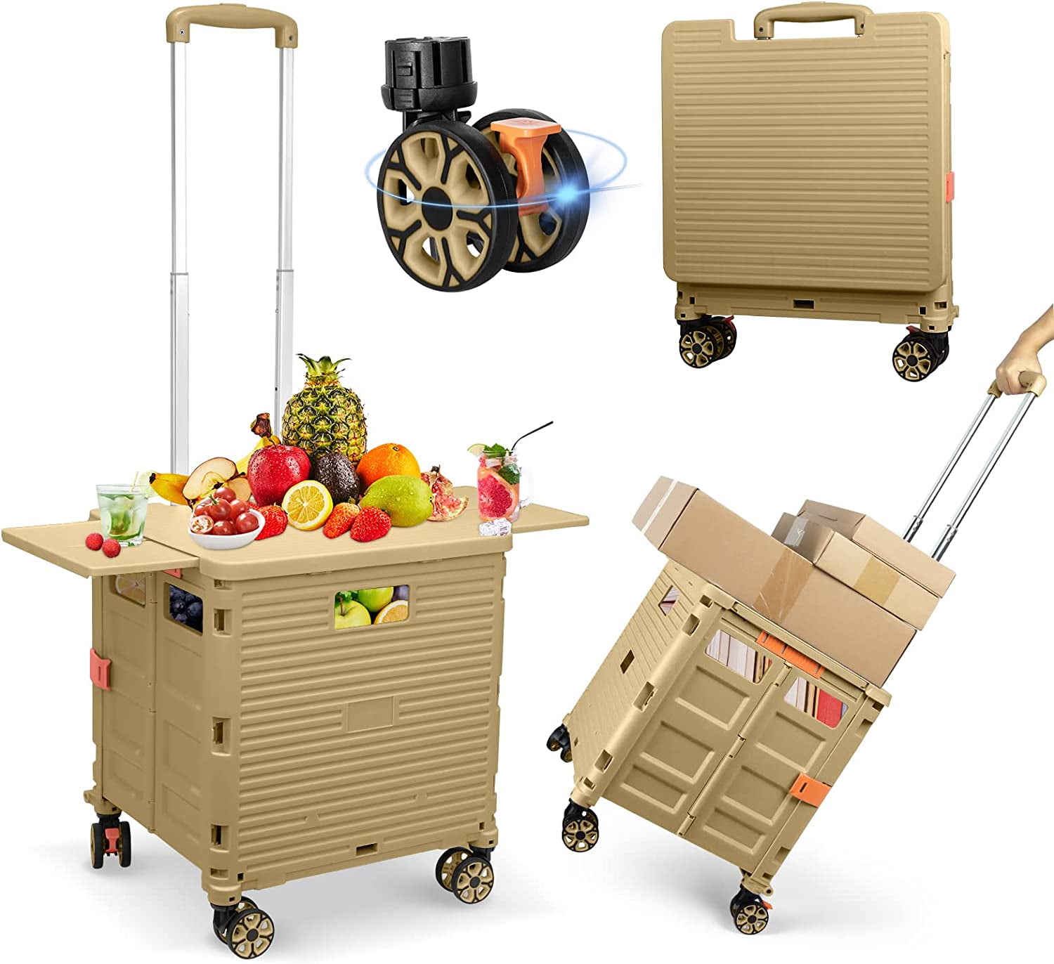 Folding Utility Cart Portable Rolling Crate Handcart with Magnetic ...