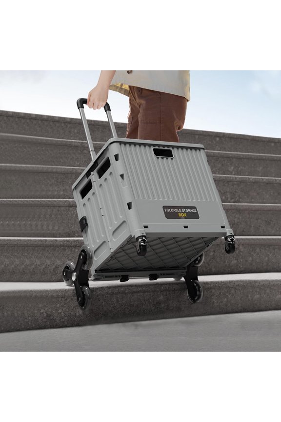 Folding Utility Cart Portable Rolling Crate Handcart Shopping Trolley Collapsible Tool Box with Lid Basket on 4 Rotate Wheels for Grocery Office Luggage Teacher Green