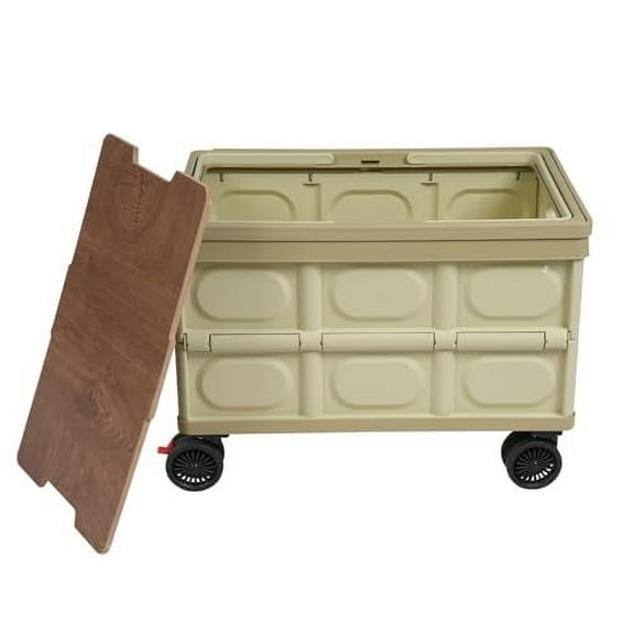 Folding Utility Cart Shopping Trolley Outdoor Camping Small Cart, Toy Storage Collapsible Tool Box, Portable Rolling Crate Handcart with Lid &Wheels for Grocery Shopping Office RV