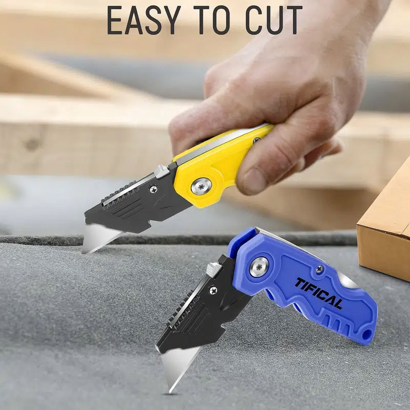 FC Folding Pocket Utility Knife - Heavy Duty Box Cutter with Holster, Quick  Change Blades, Lock-Back Design, and Lightweight Aluminum Body 