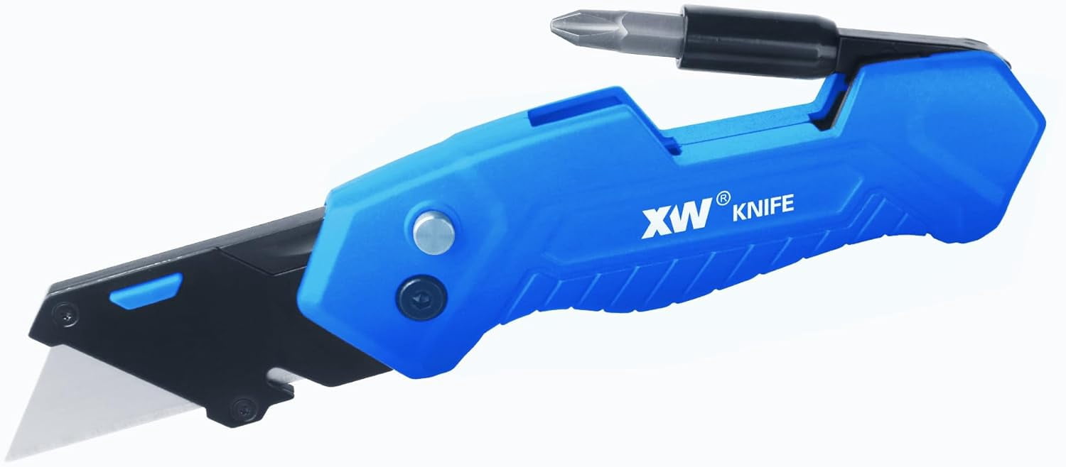 Folding Utility Knife with Screwdriver, Heavy Duty Zinc Alloy Lock-back Cutter
