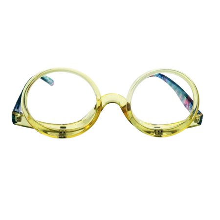 Folding Vision Care Eyewear +1.00~+4.0 Diopter Magnifying Glasses Folding Eyeglasses Rotating Makeup Reading Glasses Cosmetic Glasses YELLOW STRENGTH 3.50
