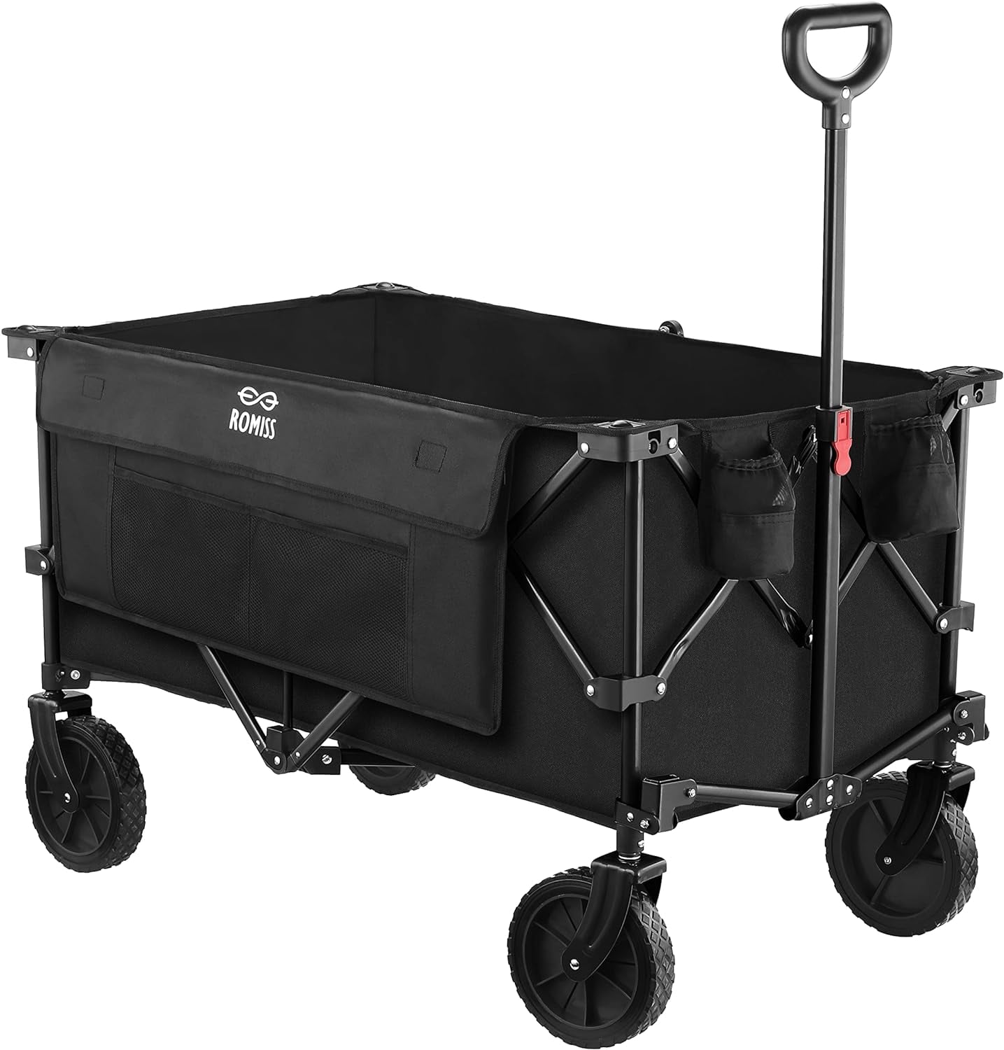 Heavy Duty Black Collapsible Utility Wagon with All-Terrain Wheels