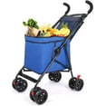 thumbnail image 1 of Folding Wagon Cart, Shopping Cart, Collapsible Heavy Duty Garden Cart, Outdoor Beach Wagon, Large Capacity 60lbs Beach Wagon with All-Terrain Wheels (Blue), 1 of 8
