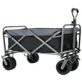 thumbnail image 1 of Folding Wagon Cart with Canopy, ENYOPRO Collapsible Wagon for Beach Park Garden, Black, All-Terrain Wheels and 600D Oxford Fabric, TE2225, 1 of 9