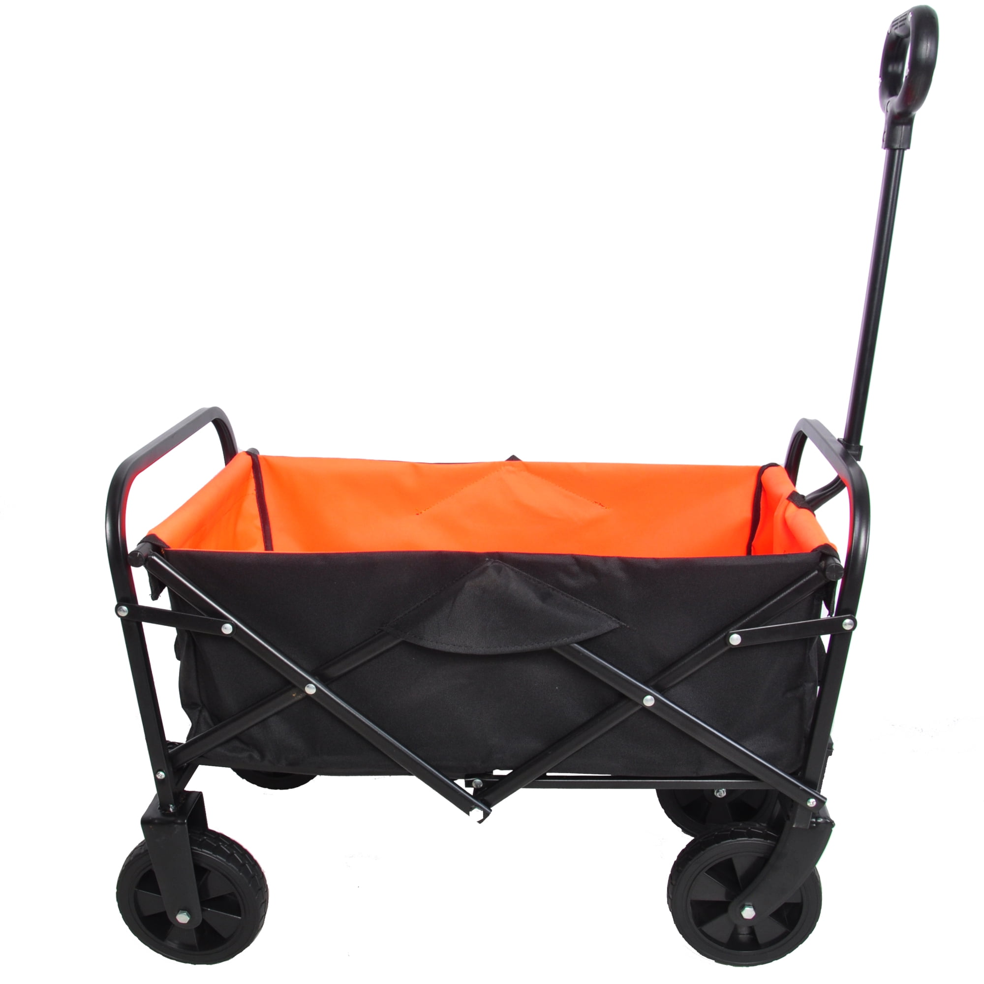 Folding Wagon Garden Shopping Beach Cart (Black&Yellow)