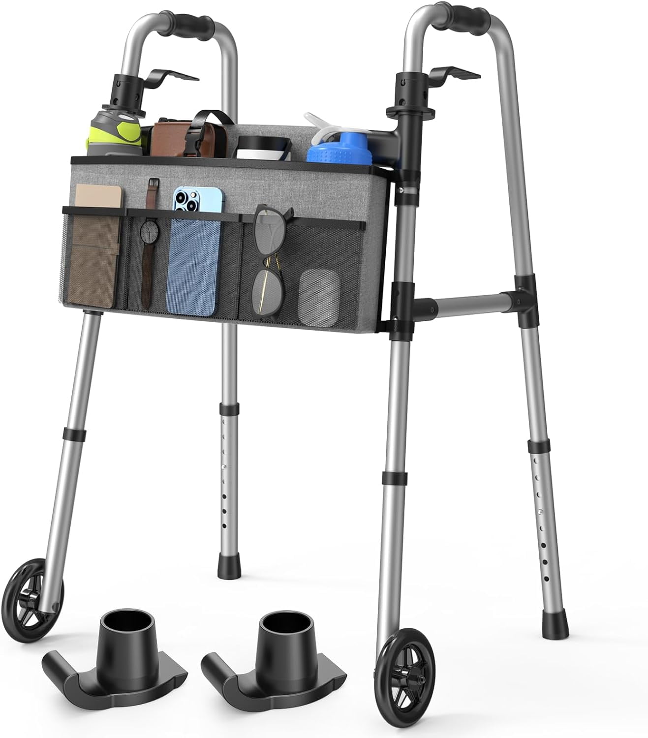 Folding Walker with Basket and Glide Skis, 5