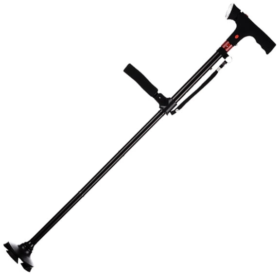 Folding Walking Stick with Safety LED Light Nonslip Rubber Base Light weight Durability for Elderly Mobility