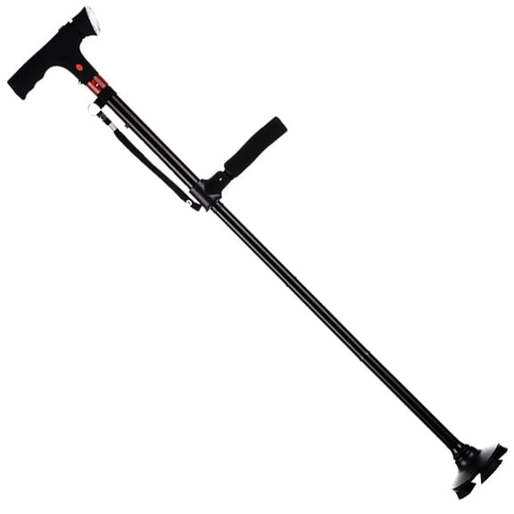 Folding Walking Stick with Safety LED Light Nonslip Rubber Base Light weight Durability for Elderly Mobility