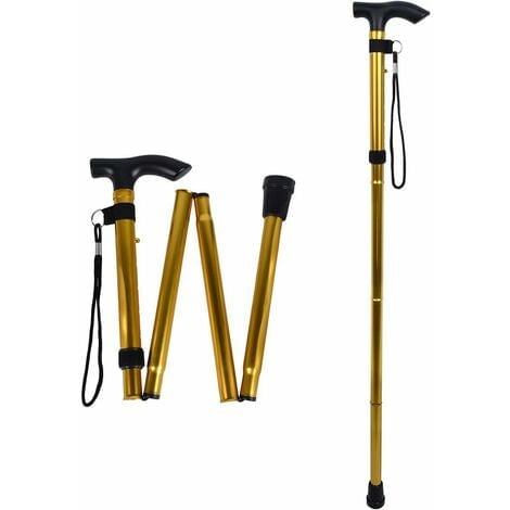 Folding Walking Sticks, Aluminum Adjustable Walking Cane Lightweight Portable Travel Hiking Poles Ergonomic Non-slip Handle Alpenstock for Women Men Hikers Seniors