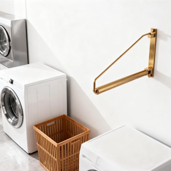 Folding Wall Mounted Clothes Hanger Rack Clothes Hook Brass with Swing Arm Holder Clothing Hanging System Closet Storage Organizer Heavy Duty Drying Rack Wall Mount