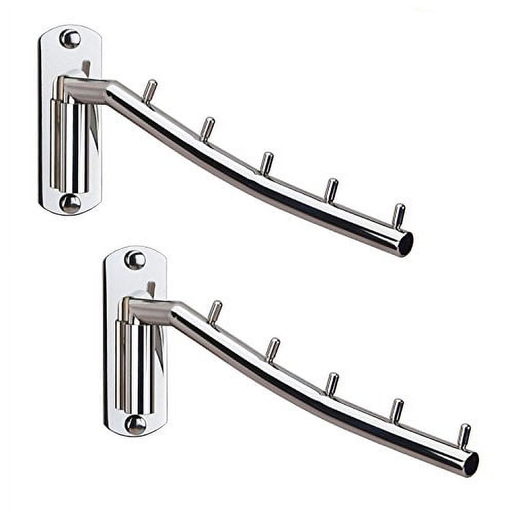 Folding Wall Mounted Clothes Hanger Rack Wall Clothes Hanger Stainless Steel Swing Arm Wall Mount Clothes Rack Heavy Duty Drying Coat Hook Clothing Hanging System Closet Storage Organizer - 2Pack - image 1 of 6