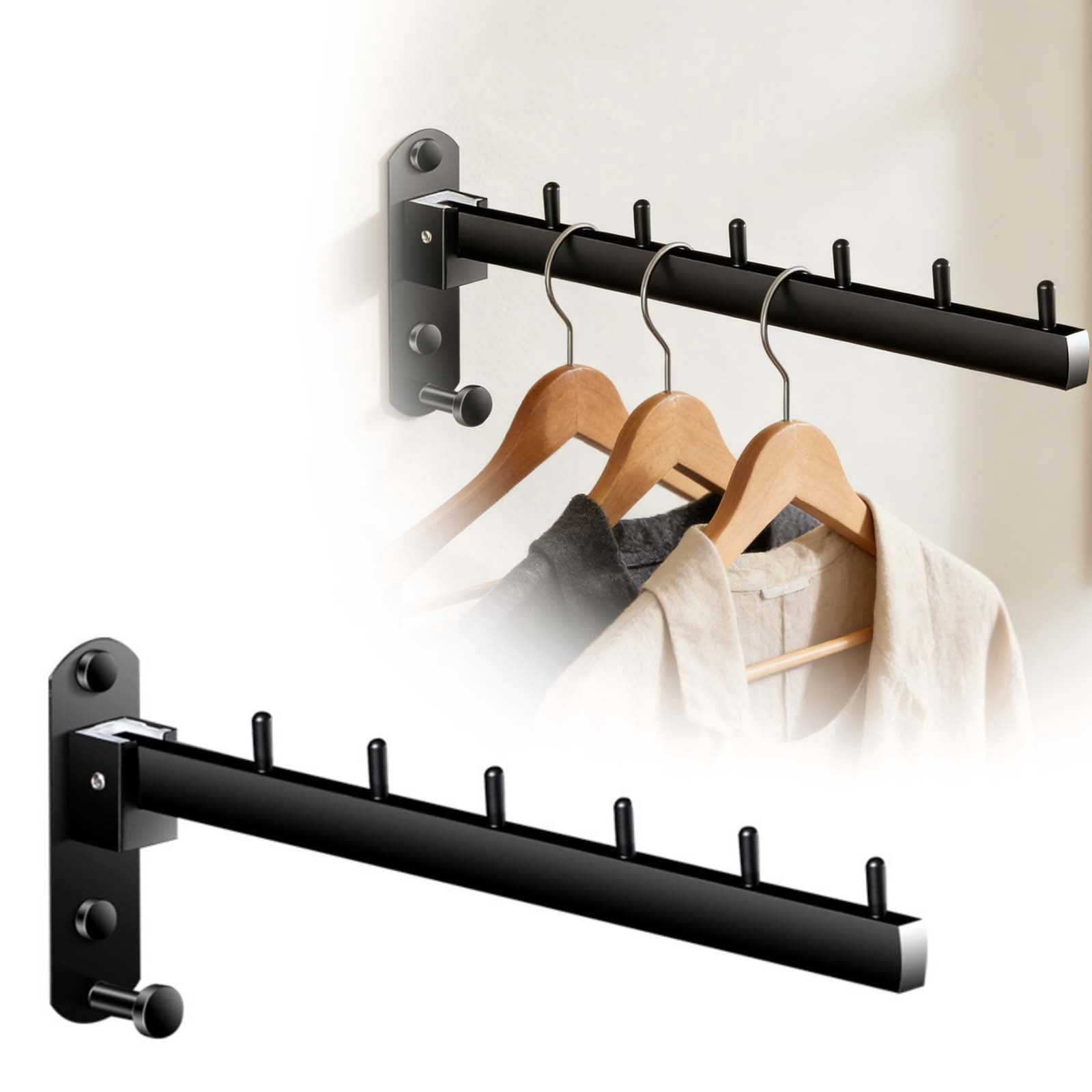 Clothe Rack Style Rack Folding Wall Mounted Clothes Hanger Rack with Swing Arm,Stainless Steel ...