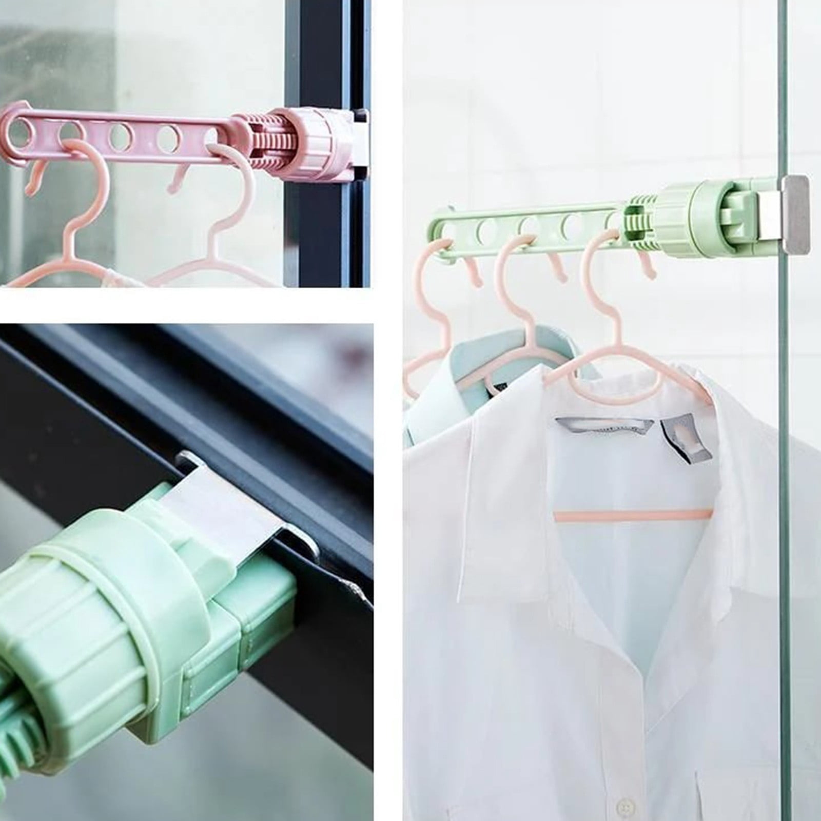 Folding Wall Mounted Clothes Rack Green Clearance! Window Frame Drying ...
