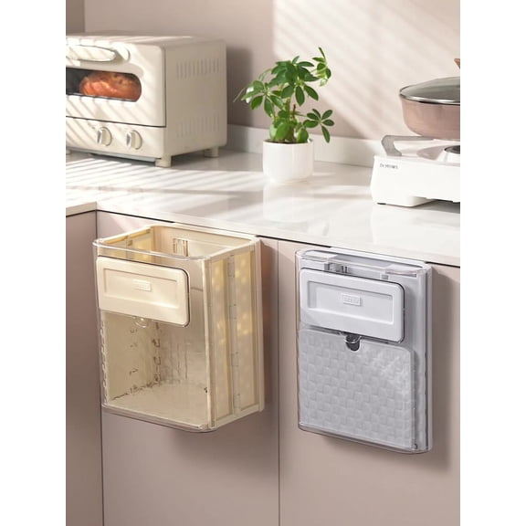Folding Wall Mounted Kitchen Trash Can Large Capacity Hanging Garbage Bin for Cabinet and Bathroom