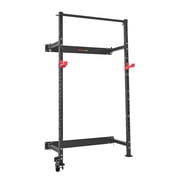 Folding Wall Mounted Power Cage Squat Rack 1000LBS Capacity Multifunctional Strength Training Equipment with Landmine Holder Adjustable J Hooks and Pull Up Bar for Home Gym