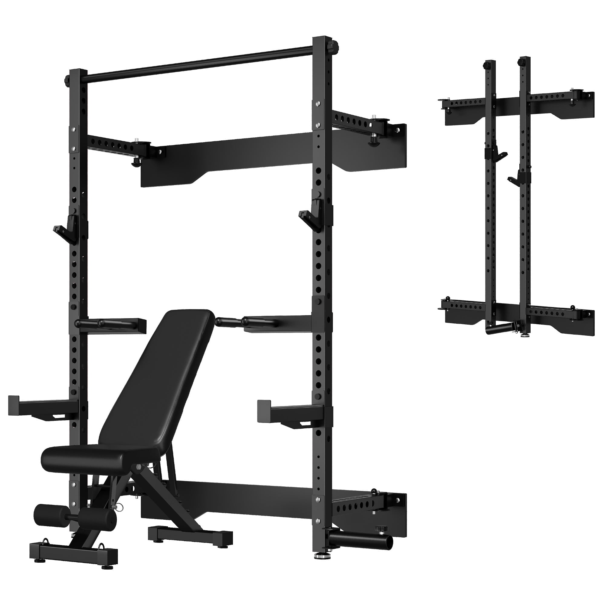 Folding Wall Mounted Squat Rack,1000 lbs Capacity Power Rack for