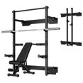 thumbnail image 1 of Folding Wall Mounted Squat Rack,1000 lbs Capacity Power Rack for Home Gym,Space-Saving Foldable Squat Rack with Pull-Up Bar & Landmine,Heavy-Duty 2.36" x 2.36" Steel Frame Power Cage, 1 of 11