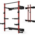 thumbnail image 1 of Folding Wall Mounted Squat Rack,1000 lbs Capacity Power Rack for Home Gym,Space-Saving Foldable Squat Rack with Pull-Up Bar & Landmine,Heavy-Duty 2.36" x 2.36" Steel Frame Power Cage, 1 of 9