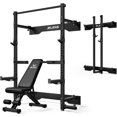 thumbnail image 1 of Folding Wall Mounted Squat Rack,1000 lbs Capacity Power Rack for Home Gym,Space-Saving Foldable Squat Rack with Pull-Up Bar & Landmine,Heavy-Duty 2.36" x 2.36" Steel Frame Power Cage, 1 of 9