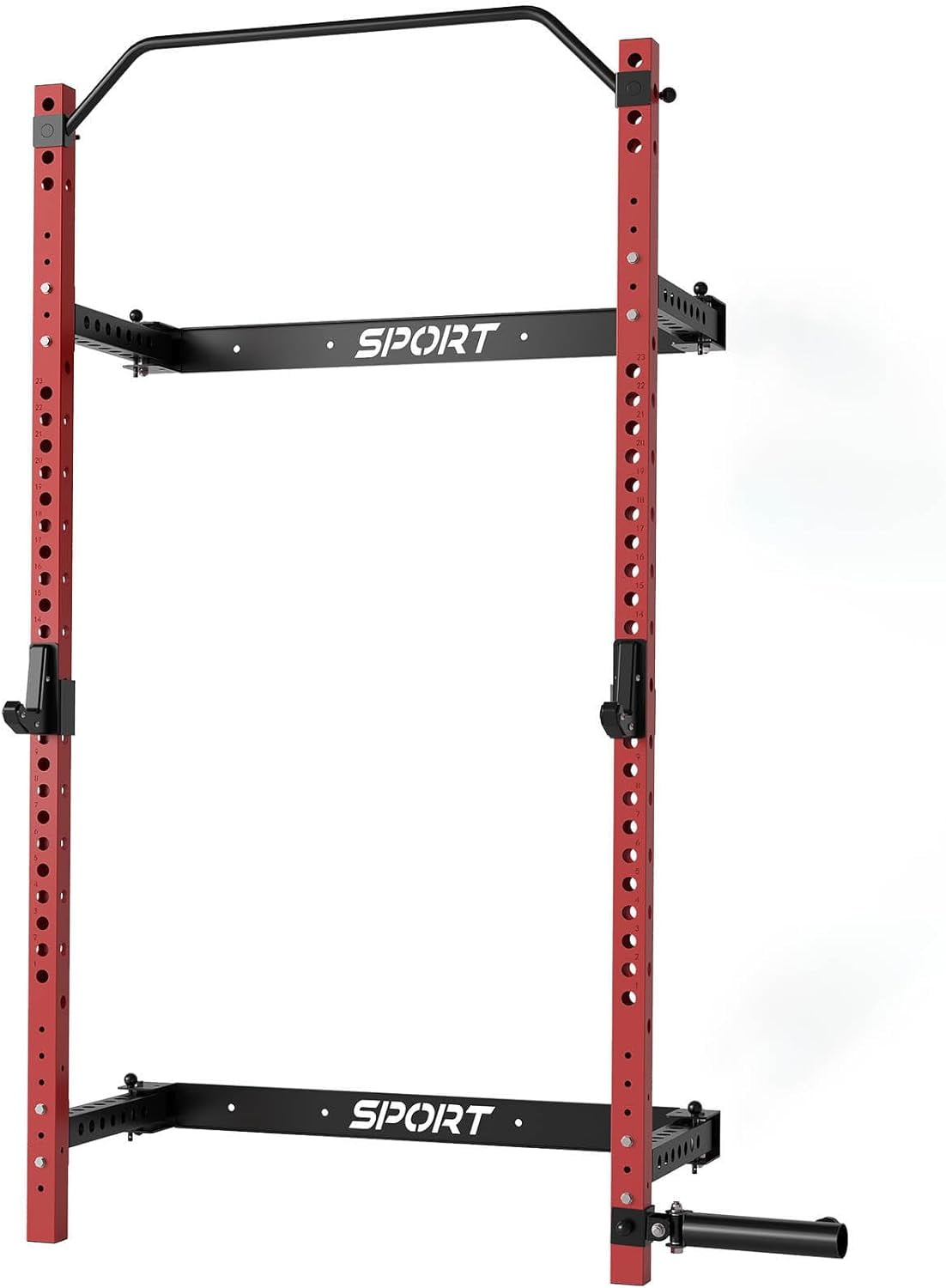 Folding Wall Mounted Squat Rack, Multi-Functional Power Rack for Home Gym Small Spaces, 1000 Pounds Capacity Foldable Squat Rack with Attachments, 2.36" x 2.36" Space Saving Power Cage