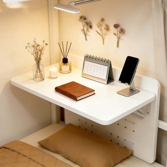 Wall Mounted Folding Desk - Folding Wall Desk, Fold Down Table Wall Mounted - Space-Saving Foldable Table for Bedroom, Dorm & Apartment
