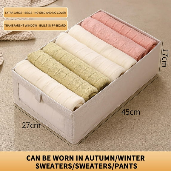 Folding Wardrobe Storage Box, Drawer Style Clothes Organizer, 1 Large Collapsible Fabric Bin with Handles for Sweaters & Pants, Space-Saving Bedroom Closet Storage Solution for Seasonal Aestivo